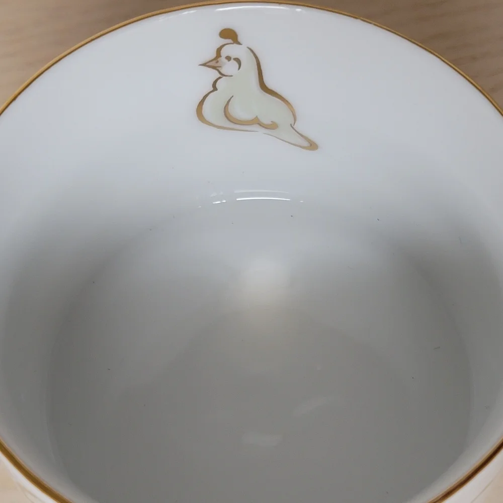 Pier 1 Cup and Saucer 12 Days Of Christmas On The First Day Partridge Gold Trim